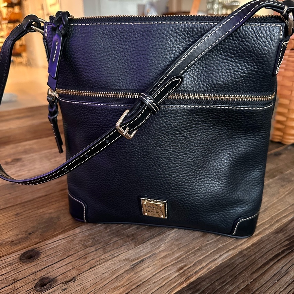 Dooney and Bourke Slim Black Pebble Leather Shoulder Bag- NWOT